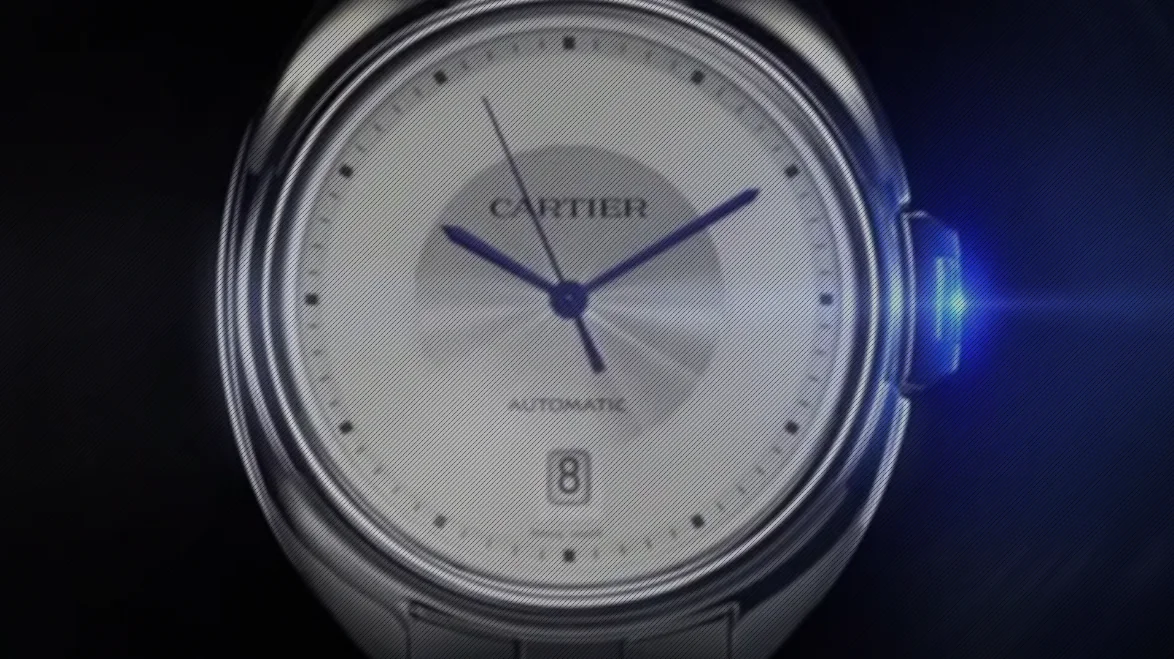 Cartier watch projected in close-up